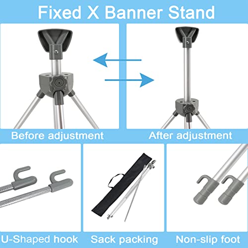 2 Pack X Frame Banner Stand Fits Any Banner Adjustable Size 23"X63" to 32"X78" with Portable Retractable Carrying Bag, Customize Stand for Trade Show Exhibition Market and Store Display,Silver