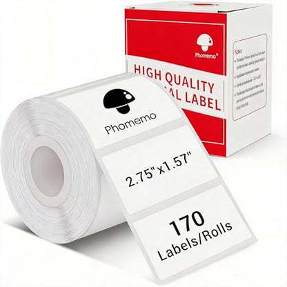 Phomemo M220 Thermal Labels 2.75"x1.57" for M220/M221/M250/M260, 170 PCS - color: White, size: 2.75"x1.57"