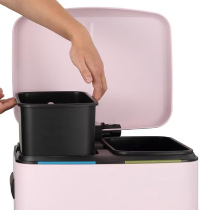 happimess Marco 10.6 Gal Double Bucket Step Trash Can, Blush Pink - color: Blush Pink