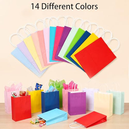 BLEWINDZ 100Pcs Small Paper Gift Bags with Handles 8.7x6.3x3.2 In