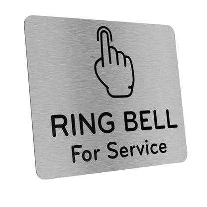 Ring Bell For Service Sign Adhesive Waterproof Sticker or Door Notice, SILVER/GOLD/BLACK engraved with Universal Icon Symbol and Text (Small Size 4.7" x 3.9") (Silver) (Pack of 2) - size: 5 inches by 4 inches (Pack of 2)