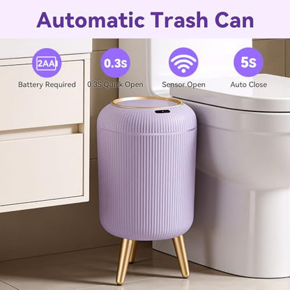 Procade Automatic Trash Can Bathroom,Auto Small Purple Garbage Can with Lid - color: Purple