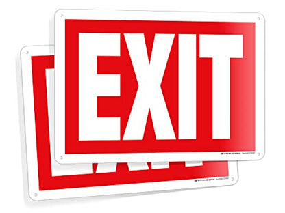 iSYFIX Exit Sign, Plastic Panel, 10x7 Inch, 2 Pack, Red - color: Plastic Red, size: 2 Pk 10x7