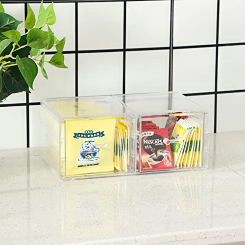 Cq acrylic Clear Stacking Make Up Organizers and Storage With 2 Drawers,4.7" Tall Acrylic Medicine Cabinet Organizer,Plastic Desktop Drawers Organizer for Vanity, Undersink, Kitchen Cabinets,Bathroom - size: 2 Height Drawers