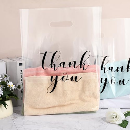 Crtiin 100 Pcs Clear Plastic Thank You Shopping Bags,15 x 18 Inch - size: 15 x 18 Inch