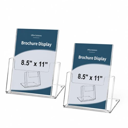 Threehoney 2 Pcs Clear Acrylic Postcard Holder 8.5 x 11 In Brochure Rack - size: 8.5 x 11 inches
