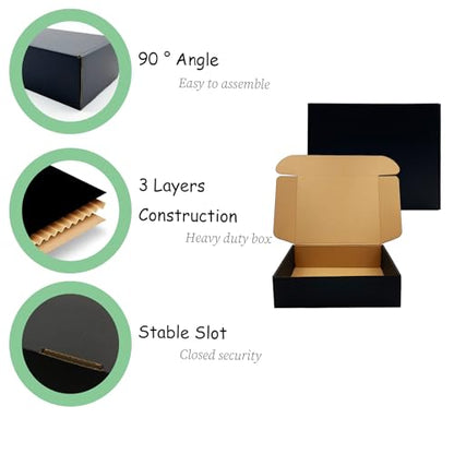 24 Pack 11x9x3 inch Black Shipping Boxes, Cardboard Packaging Mailing Boxes - size: 11x9x3 Inches
