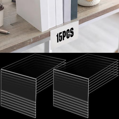 Containlol 15 Pcs Moveable Shelf Label Holder for Library, 5.1 x 3.2 Inch - size: 5.1 x 3.2 Inch