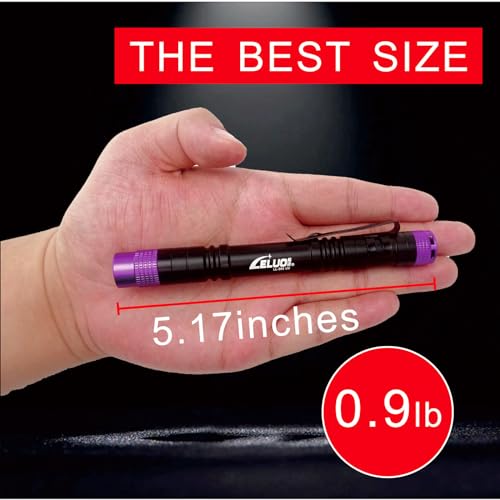 Black Light, 365nm UV Flashlight, Portable LED Flashlight, Mini Light for Pet Urine Detection, Handheld UV Flashlight for Resin Pet Urine Nails Money Pack of 2
