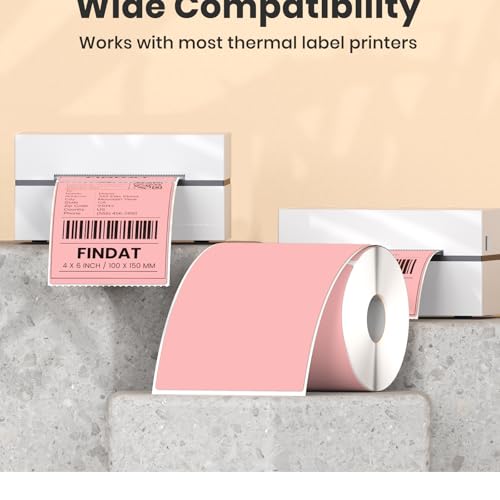 Direct Thermal Label Pink Vinyl 4 x 6 Inch Printer Sticker 250 PCS - color: Pink
