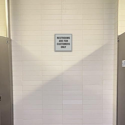 Signs ByLITA Square Restrooms Are For Customers Only Sign (Brushed Gold) - Small 1 Pack - color: Brushed Gold, size: 4 x 4" - Small (1 Pack)