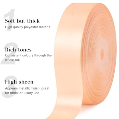 Peach Satin Ribbon, 1 Inch, 50 Yards - color: Peach