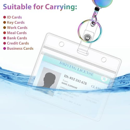 Stainless Steel Badge Lanyard with 2 Waterproof Id Holders, Blue - color: Bright Blue