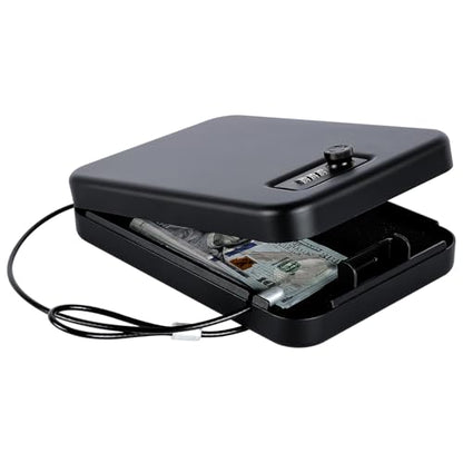 Dalmbox Compact Portable Handgun Pistol Gun Safe Lock Box for Car & Travel - size: 9.4" x 6.4" x 1.8"