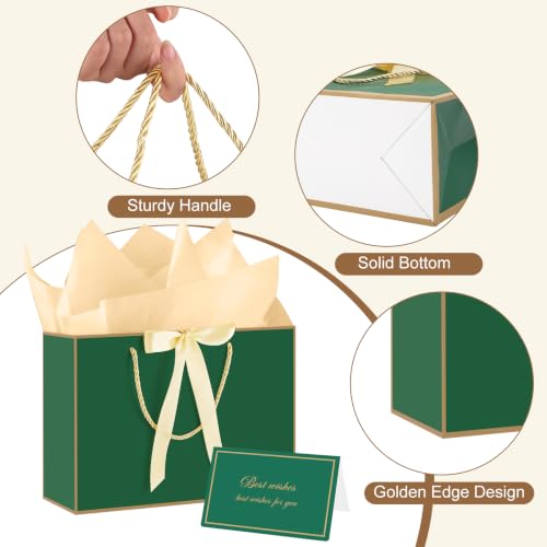 woric 2 Pcs Green Gift Bags, 14" Medium Gift Bags with Tissue Paper - color: Green