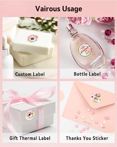 Phomemo Genuine 2” Gradient Circle Thermal Labels, 2x2 Self-Adhesive Round Sticker Label, Circular Direct Labels Compatible with Phomemo Shipping Label Printer, 750 Labels/Roll,Commercial Grade - color: Light Pink