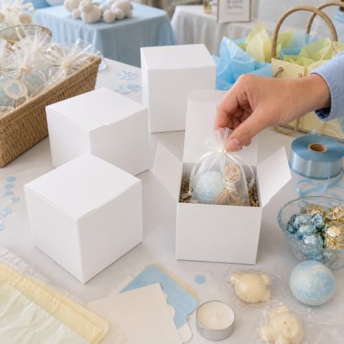 Aosric White Gift Boxes with Lids 4x4x4 Inch, 24 Pack - color: White