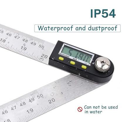 Delgada 20 inch/500mm Digital Protractor Stainless Steel Digital Display Angle Ruler Digital Angle Measuring Finder Tool for Woodworking