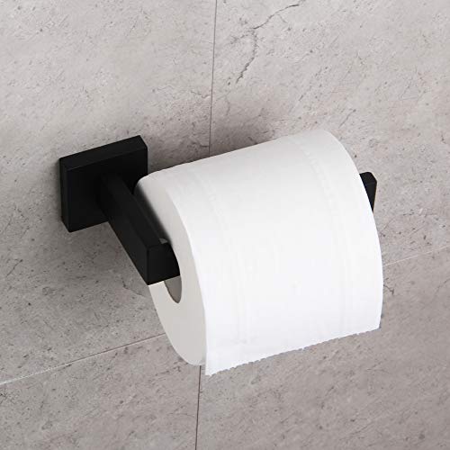 GERZWY Bathroom Toilet Paper Holder SUS 304 Stainless Steel Matte Black Tissue Paper Roll Holder Wall Mount FG1605-BK - color: Black