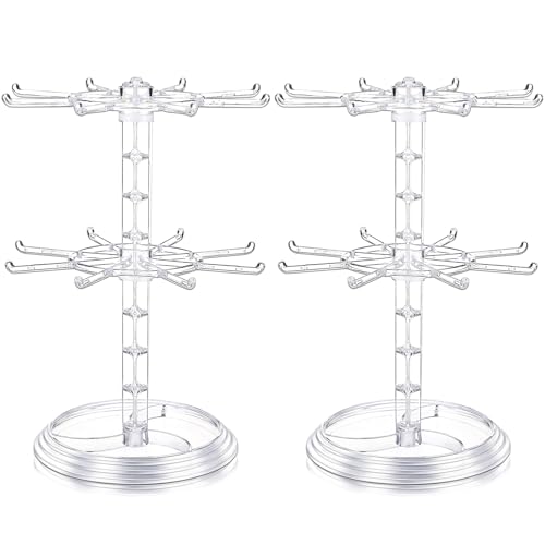 Yuntau 2 Pcs 2 Tier Keychain Display Stand for Bracelet, Rotating - color: Clear