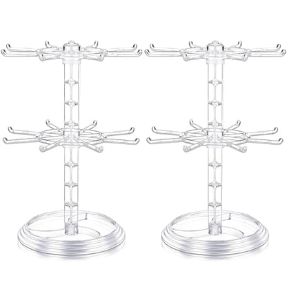 Yuntau 2 Pcs 2 Tier Keychain Display Stand for Bracelet, Rotating - color: Clear