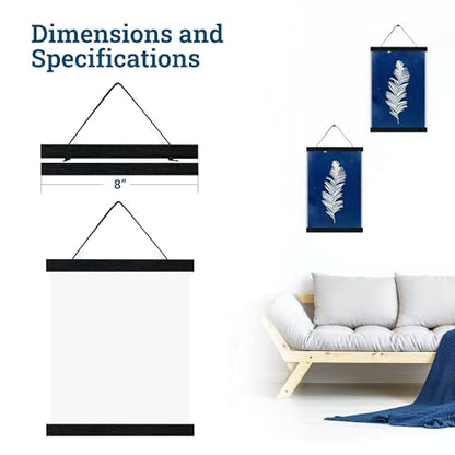 PHS Magnetic Poster Hanger, 8 in, Fits 8x10 to 8x16 Prints