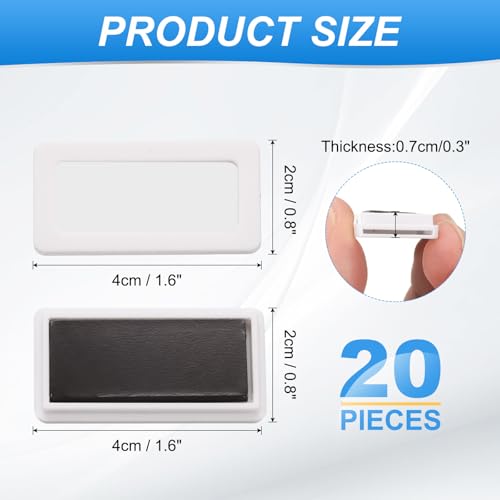 uxcell 20 Pcs Magnetic Label Holders, 1.6 x 0.8 Inch Data Card Holder with Paper Cards and Protective Films for Shelf White Board Toolbox Metal Wall Cabinet Drawer, White - color: White, size: 1.6 x 0.8 Inch