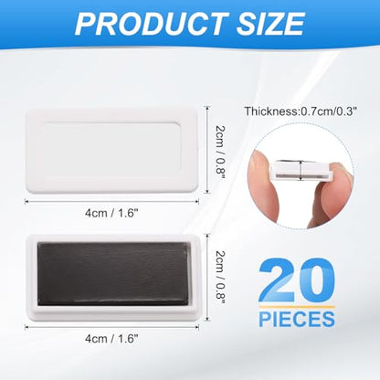 uxcell 20 Pcs Magnetic Label Holders, 1.6 x 0.8 Inch Data Card Holder with Paper Cards and Protective Films for Shelf White Board Toolbox Metal Wall Cabinet Drawer, White - color: White, size: 1.6 x 0.8 Inch