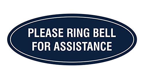 Signs ByLITA Oval Please Ring Bell for Assistance Sign (Navy Blue/White) - Small - color: Navy Blue / White, size: 2 x 5" - Small (1 Pack)