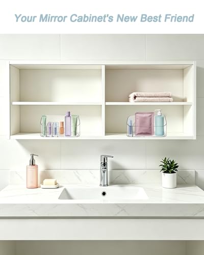 Makeup Tray Holder Organizer Cosmetic Display Case Tabletop Desktop Vanity Countertop Bathroom Wall Cabinet Medicine Storage Box 9 Dividers 2 Removable Women Ladies Girls Gifts Crystal Clear 1 PACK - color: Crystal Clear