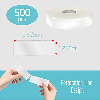 500 PCS Label Protectors, Transparent Waterproof Clear Wafer Seal Stickers for Protecting Package Envelope Mail Barcodes, Numbers and Stickers Mega Bundle with Perforation Line in Roll (3.5x1.2 inch) - size: 3.5x1.2 inch-500