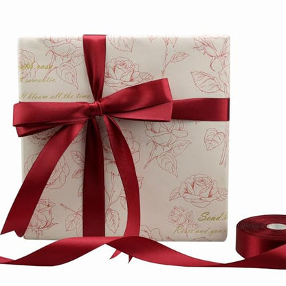 5/8 Inch Burgundy Satin Ribbon 50 Yards Single Face Polyester - color: Burgundy, size: 5/8 inch