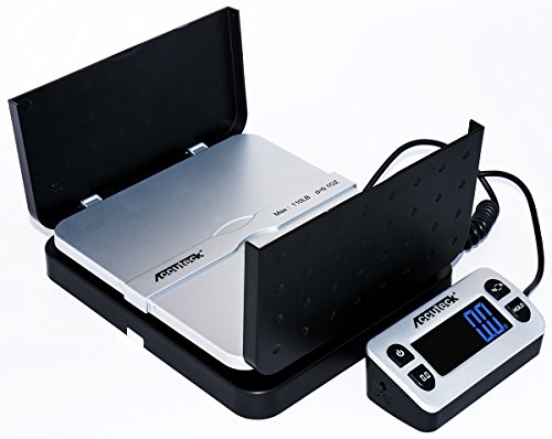 ACCUTECK 8580 High Capacity 110 Lbs High Accuracy 0.1OZ Digital Postal Scale with Remote Display, Batteries and USB Cable and AC Adapter Included - color: Black
