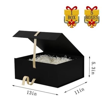 BoxSkivra Black Magnetic Gift Box Large 1 Pack 13X11X5.3 Inch - color: 13X11X5.3Inch-Black-Pack of 1