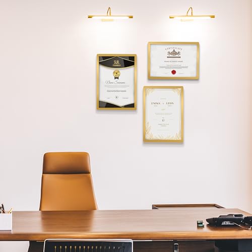 Wall-Mounted Sign Holder 8.5x11, Self-Adhesive Horizontal and Vertical - color: Gold