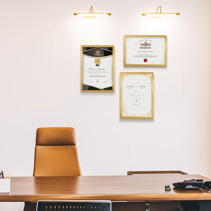 Wall-Mounted Sign Holder 8.5x11, Self-Adhesive Horizontal and Vertical - color: Gold