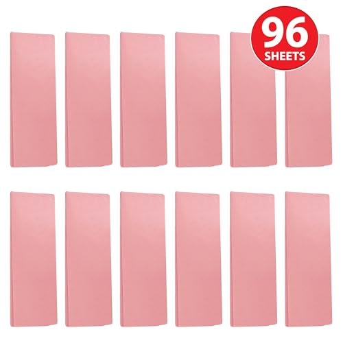 Beistle Pink Tissue Paper Sheets – 96 Pack, Bulk Square Craft Tissue, Gift Wrapping for Bags, Boxes, DIY Crafts, Packaging Filler for Retail Displays, Shipping, Parties & Decorative Use, 20” x 20”