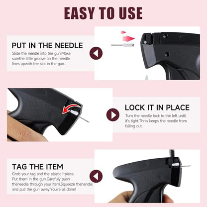 Black Quick Stitch Sewing Gun - Includes 6 Mini Needles and 4000pcs Fasteners (2000 Black & 2000 White) Clothing Stitch Gun Quick Stitchy Sewing Kit - color: Black
