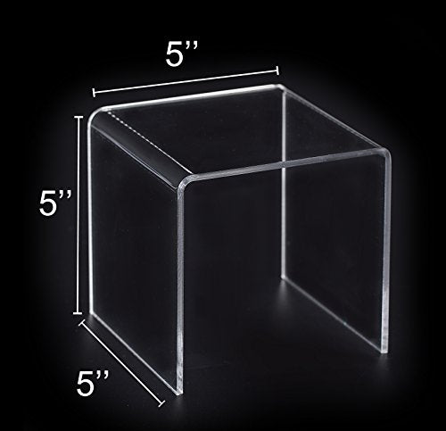 Jusalpha® 8 PC 5'' Clear Acrylic Risers, Retail Display Risers Shelf - size: 5x5x5 Inches