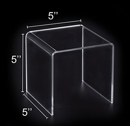 Jusalpha® 8 PC 5'' Clear Acrylic Risers, Retail Display Risers Shelf - size: 5x5x5 Inches