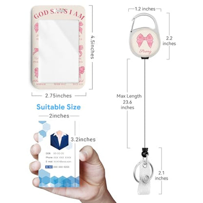 2 Pack Bow ID Badge Holder with Clip Badge Reels - color: 2 Pack-bow