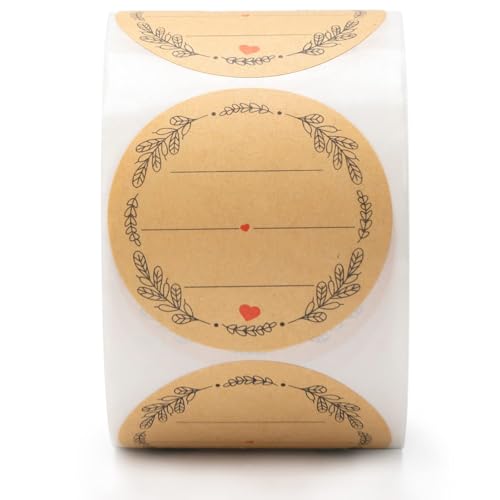 2 Inch Canning Label Stickers with Wreath/Heart for Mason Jar, 500 Pcs