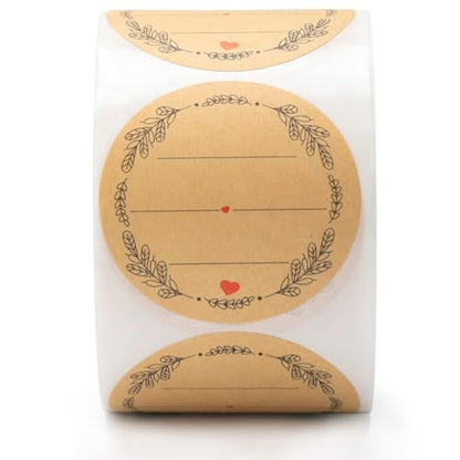 2 Inch Canning Label Stickers with Wreath/Heart for Mason Jar, 500 Pcs
