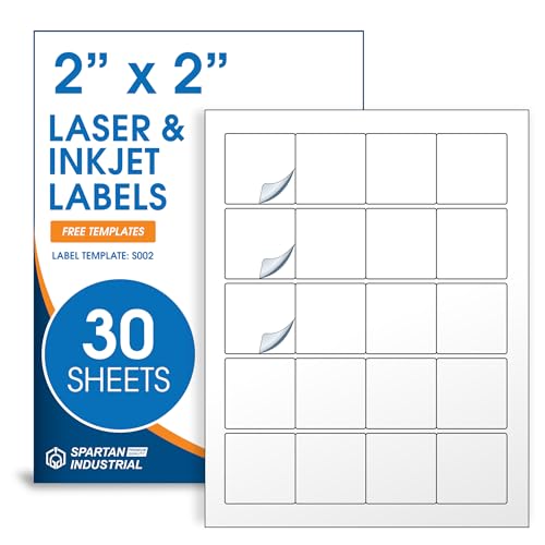 2" X 2" Matte White Printable Labels (30 Sheets, 600 Stickers) - size: 2" X 2"