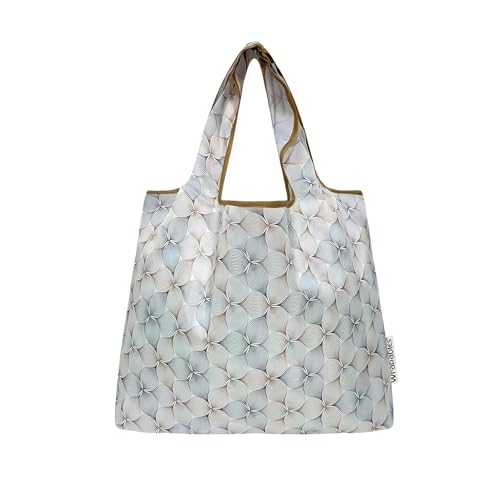 allydrew Medium Foldable Tote Nylon Reusable Grocery Bag (Set of 2) - color: Gray Petals