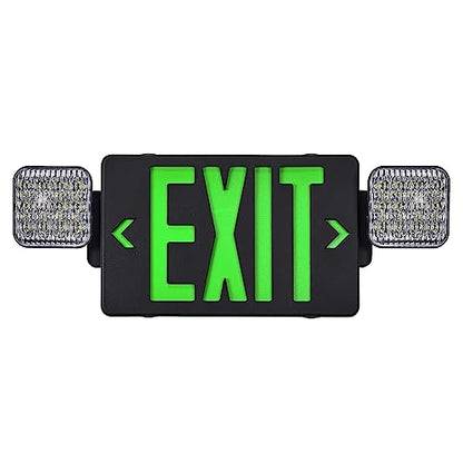 GZRUIYANG Black Housing Exit Sign with Emergency Lights Green, LED Emergency Exit Light with Battery Backup, UL 924 Certified, AC 120/277V, Commercial Emergency Lights Combo for Business - 1 Pack - color: Black Housing Green Letter, size: 1 Pack