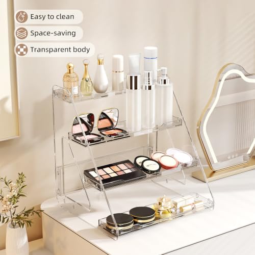 JOYZAN Clear Riser Display Stands 4 Tier Display Shelf Tiered Display Rack - size: 4 Tier-2 pack