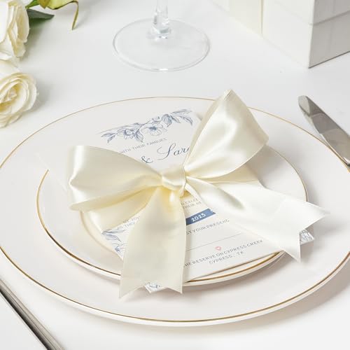 Mauproy Ivory Satin Ribbon, 1-1/2 Inch, 50 Yards - color: Ivory