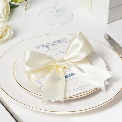 Mauproy Ivory Satin Ribbon, 1-1/2 Inch, 50 Yards - color: Ivory