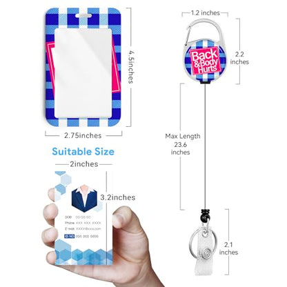 2 Pack Back&Body Hurts&Heart ID Badge Holder with Clip Badge Reels - color: 2 Pack-back&body Hurts&heart